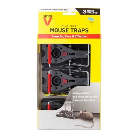Woodstream Victor 3-Pack Power-Kill Mouse Snap Trap, 3 Traps/Pack - M393 M393